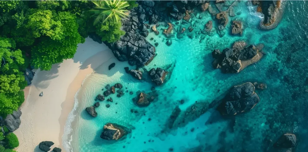 Aerial View of a Tropical Beach